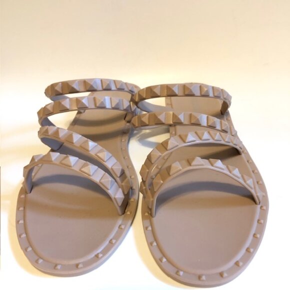 Sz 8 Olivia Miller Studded Jelly Slides Sandals Blush Pink/Nude NWOT - Picture 4 of 10